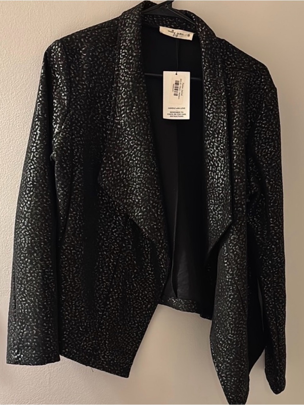 Metallic Black Draped Blazer Jacket